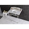 Kingston Brass 30 Carrara Marble Console Sink with Acrylic Legs, Marble WhiteBrushed Brass LMS30MA7 - alternate 3